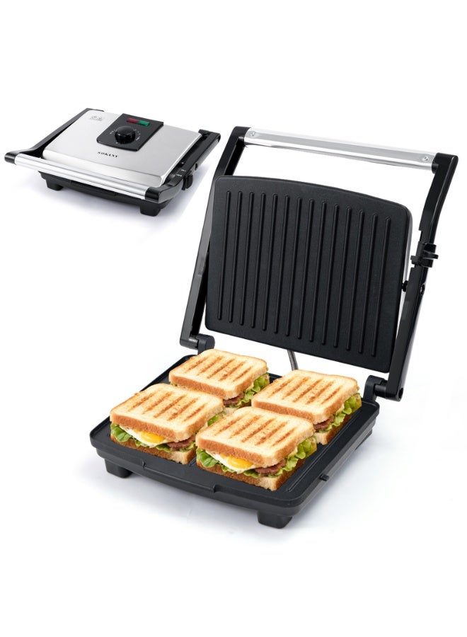 sokany 2000W Panini Grill Open 180° Flat Grilling,sandwich maker Adjustable Height, Stainless Steel Plastic,Non-stick Coated Plates Easy to Clean High Power - Image 1