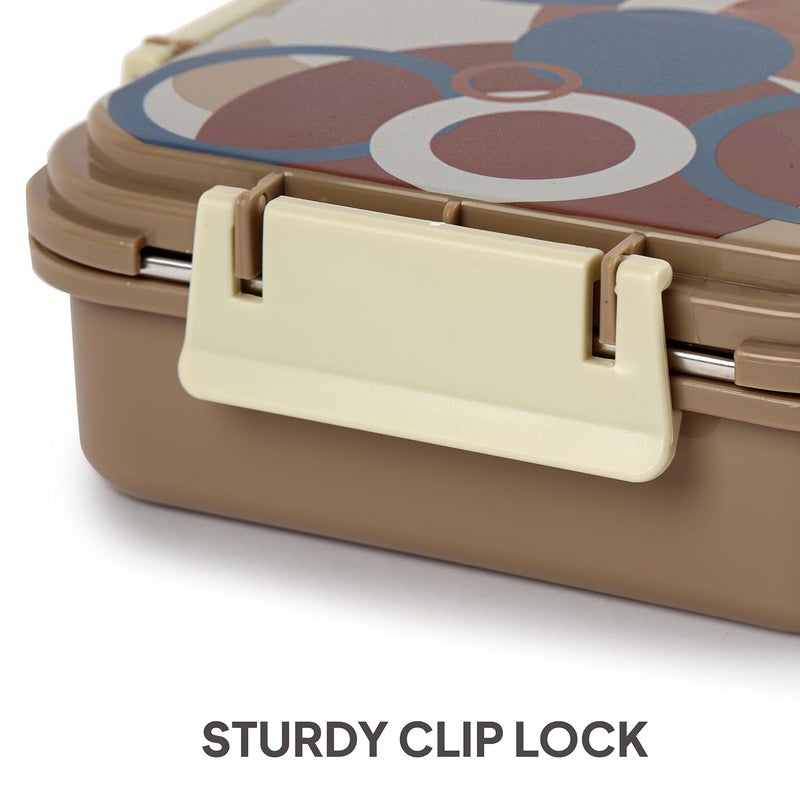 Cello CELLO Zoom 3 Insulated Lunch Box, Light Brown | Inner Stainless Steel Compartment | Silicon Seal in The Lid with with 4 Sided Click Locks | Ideal for College,Office, Outdoor Activities  - Image 4