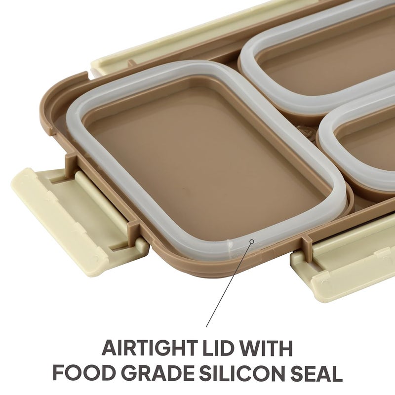 Cello CELLO Zoom 3 Insulated Lunch Box, Light Brown | Inner Stainless Steel Compartment | Silicon Seal in The Lid with with 4 Sided Click Locks | Ideal for College,Office, Outdoor Activities  - Image 5