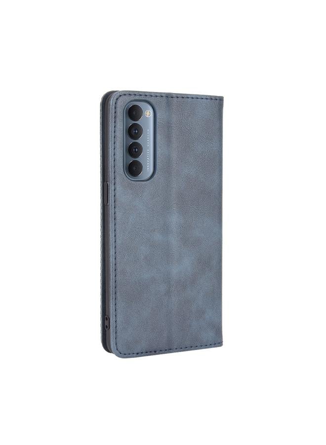 اس-توب جراب لهاتف OPPO Reno4 Pro 4G بمشبك مغناطيسي بتصميم حصان مجنون بتصميم كلاسيكي، جراب جلدي أفقي قلاب، مع حامل وفتحات للبطاقات وإطار للصور - Image 3