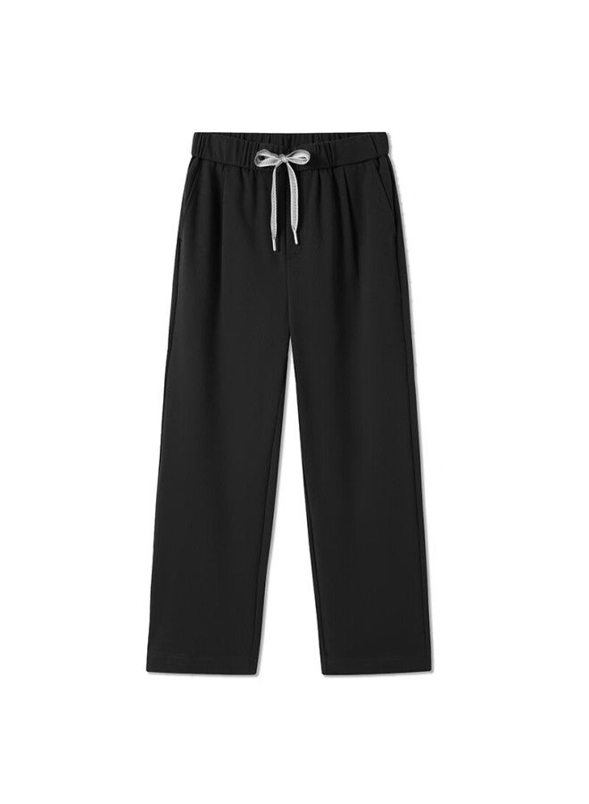 Markless Men's Casual Pants Autumn Winter Loose Straight Cotton Blend Trousers 4870 Starry Black S - Image 4