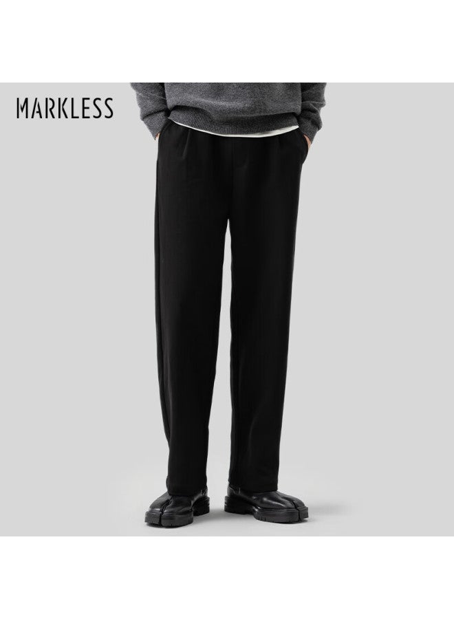 Markless Men's Casual Pants Autumn Winter Loose Straight Cotton Blend Trousers 4870 Starry Black S - Image 1
