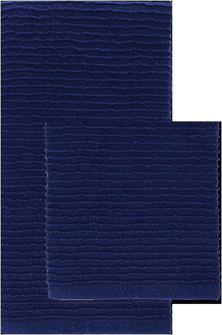 Ridged Cloth, 12-inch Square, Cotton, Ink Blue, for Everyday Use, Home, Kitchen Use