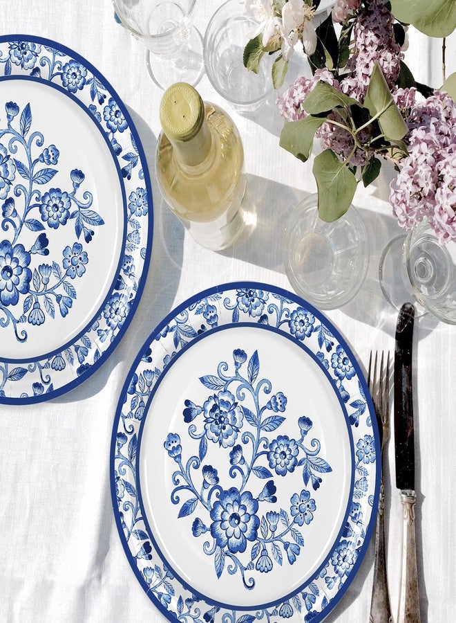 JarThenaAMCS 50Pcs Blue White Floral Paper Plates Vintage Flower Disposable Plates 9 Inch Chinoiserie Tableware for Wedding Birthday Party Table Decor Supplies - Image 4