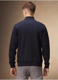 Dennis Lingo Men's Navy Polyester Blend Solid Regular Fit Sweatshirt  - Image 3