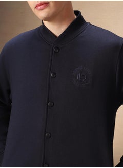 Dennis Lingo Men's Navy Polyester Blend Solid Regular Fit Sweatshirt  - Image 4