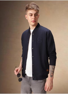 Dennis Lingo Men's Navy Polyester Blend Solid Regular Fit Sweatshirt  - Image 1