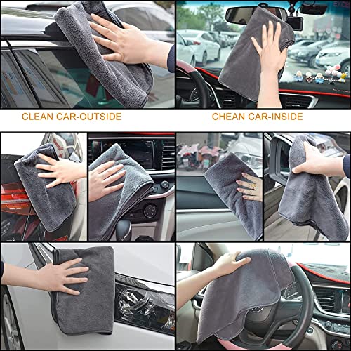 Auto Hub Microfiber Car Cleaning Cloth and Wash Mitt Kit - Includes Super Soft 600 GSM Extra Large (40x60 CM) Microfiber Cloth for Car and Dual Sided Chenille Microfiber Wash Mitt 1700 GSM - Image 2