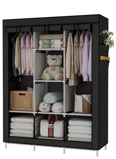 ALMUFARREJ Fabric Wardrobe Organizer Black 130x175x45 CM  - Image 3
