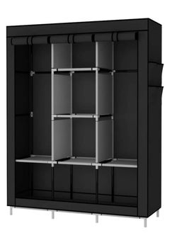 ALMUFARREJ Fabric Wardrobe Organizer Black 130x175x45 CM  - Image 1