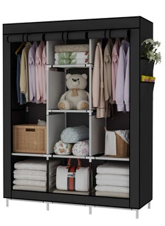 ALMUFARREJ Fabric Wardrobe Organizer Black 130x175x45 CM  - Image 2