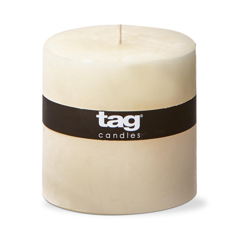 tag Chapel 4X4 Ivory Pillar Paraffin Wax Candle Unscented Drip-Free Long Burning 75 Hours for Home Decor Wedding Parties 4x4 Ivory - Image 1