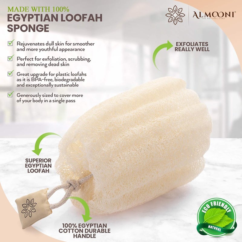الموني أداة تقشير الجسم من نوع الإسفنج المصري الطبيعي من ، مناسبة للنساء والرجال، للجسم والوجه، تمنحك شعورًا بالنظافة التامة – عدد 3 قطع (عبوة واحدة). - Image 2