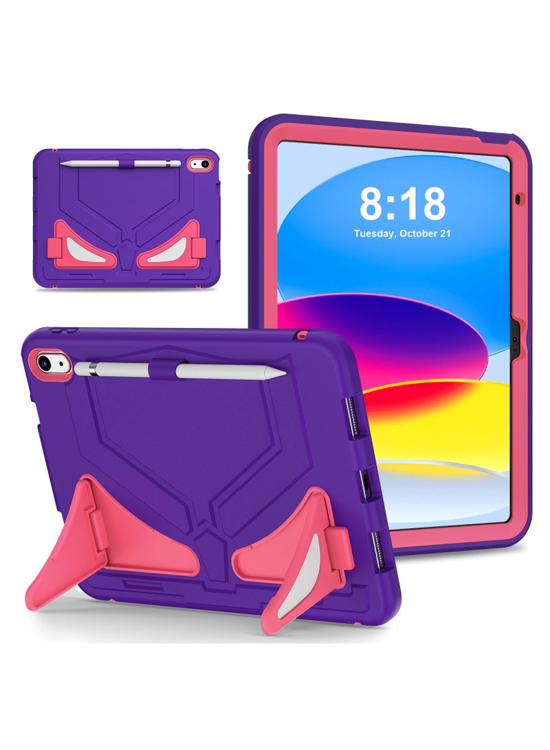 حافظة أطفال لجهاز iPad من الجيل العاشر مقاس 10.9 بوصة 2022 مع حاملة قلم / قاعدة، غلاف سهل الحمل ومضاد للصدمات من السيليكون الناعم