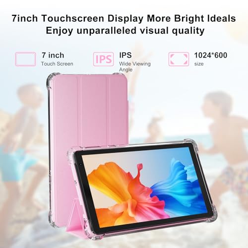 PEICHENG Tablet with Protective Case, 7" IPS 1024 * 600 Android 15.0 Tab PC RAM 8GB(3+5Expand)+ROM 32GB Bluetooth 5.0 WiFi6 2.4G+5G 2MP+5MP Dual Cameras (Pink) - Image 4