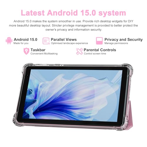 PEICHENG Tablet with Protective Case, 7" IPS 1024 * 600 Android 15.0 Tab PC RAM 8GB(3+5Expand)+ROM 32GB Bluetooth 5.0 WiFi6 2.4G+5G 2MP+5MP Dual Cameras (Pink) - Image 2