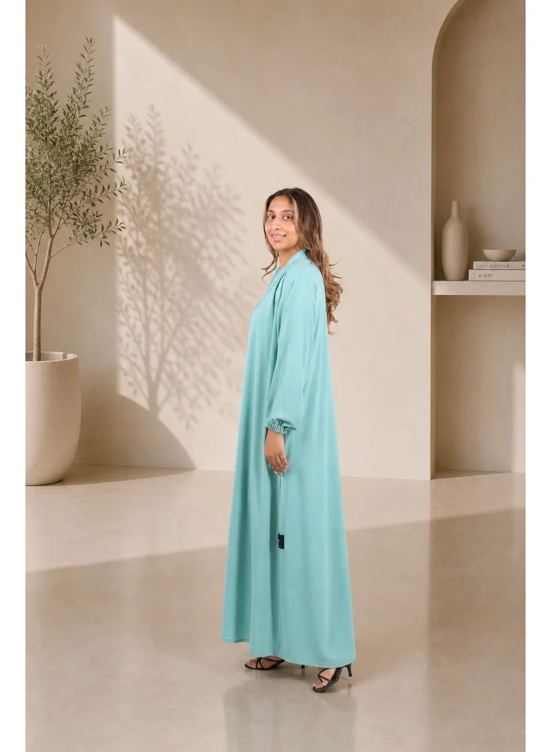 JAMEELA  Seafoam Serenity Textured Abaya Set - Abaya, Scarf ONLY for Women | Best Price UAE