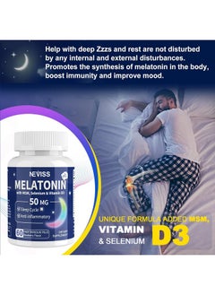 NEVISS Melatonin 50 mg for Adults - Fast Dissolve & Chewable Sublingual Sleep Supplement - Extra Strength Melatonin with Vitamin D3 & MSM, Selenium for Health Rest Cycle, Deep Zzzs, Sugar-Free, 180 Servings  - Image 5