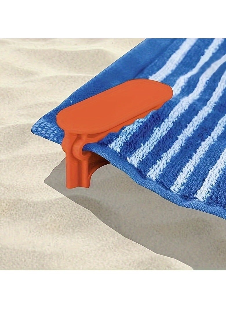 Outdoor Anchor Stakes, Beach Towel/Picnic Mat Anchor Clips Stakes, Pack of 4 (Orange)  - Image 5