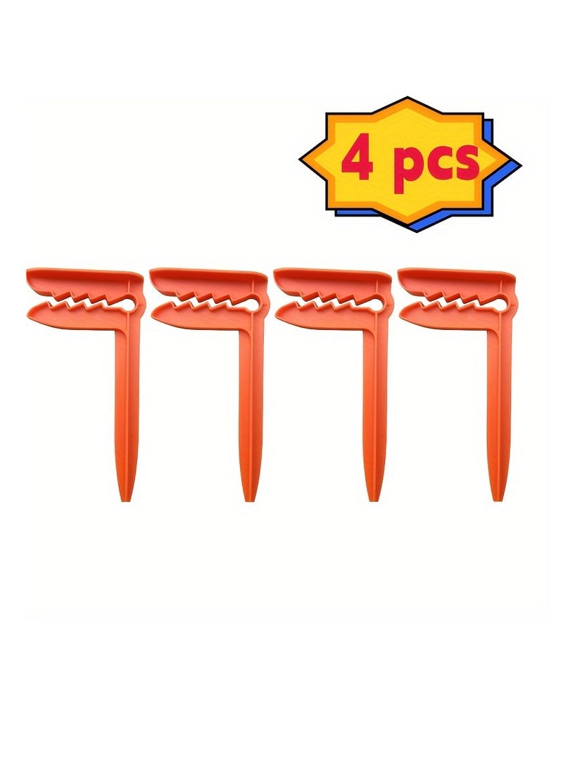 Outdoor Anchor Stakes, Beach Towel/Picnic Mat Anchor Clips Stakes, Pack of 4 (Orange)  - Image 2