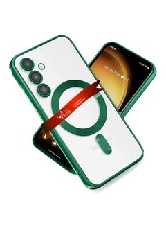 Wtech Magsafe Shockproof Luxury Plating Hybrid Clear PC Case Cover For Samsung Galaxy S23 FE 5G 2023 Dark Green  - Image 1