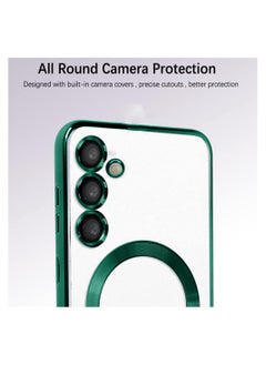 Wtech Magsafe Shockproof Luxury Plating Hybrid Clear PC Case Cover For Samsung Galaxy S23 FE 5G 2023 Dark Green  - Image 3