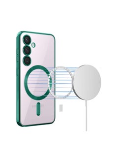 Wtech Magsafe Shockproof Luxury Plating Hybrid Clear PC Case Cover For Samsung Galaxy S23 FE 5G 2023 Dark Green  - Image 4