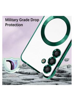Wtech Magsafe Shockproof Luxury Plating Hybrid Clear PC Case Cover For Samsung Galaxy S23 FE 5G 2023 Dark Green  - Image 5