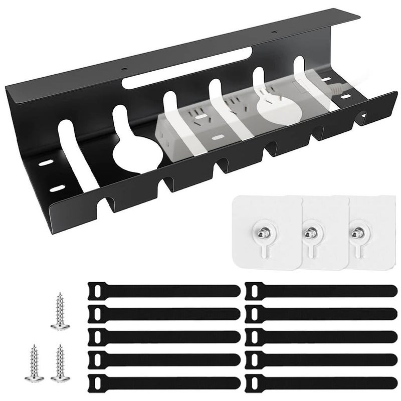 OFIFO ® Under Desk Cable Management Tray (1 Pcs), Organizer for Office and Home Power Outlets, Extension Cords and Charging Cables, Multi-Slot Design, Contains 10 Cable Ties, 40x10.5 x 8 cm - Image 1