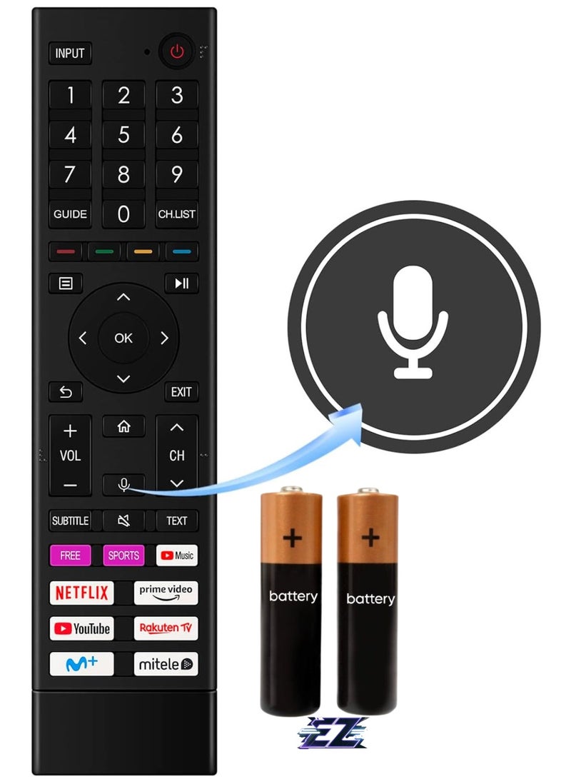 ELTRAZONE Remote Control ERF3D80H Replacement for Hisense HDR 4K UHD Smart TV 32A4HD1 50A61GTUK 50A6GTUK 55A6GTUK 75A6GTUK 55A6GTUK 55A6BGTUK 58A62GD1 50A6GE 65A6GE 70A6GE 75A6GE 555A6GE A6GE 55 A6H with battery - Image 1