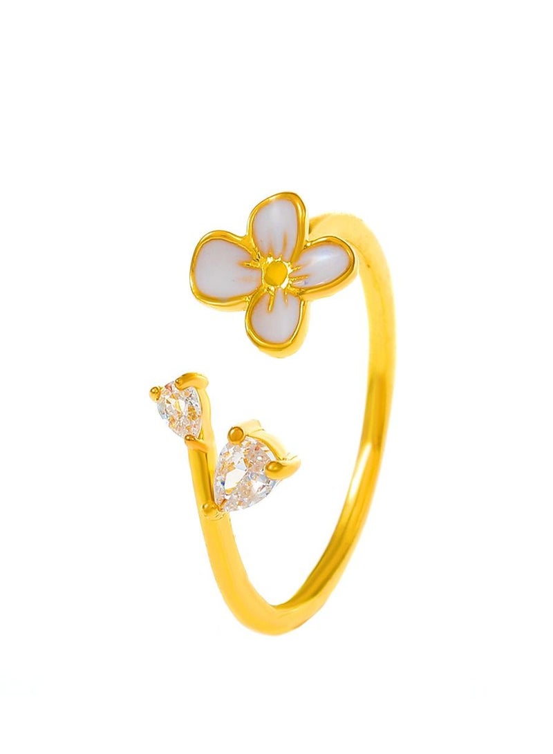 New Diamond Dripping Flower Ring