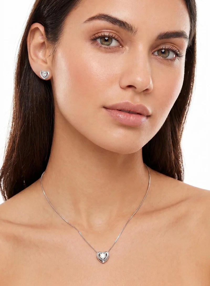 GUESS  Crystal Heart Necklace And  Studs for Women | Best Price UAE