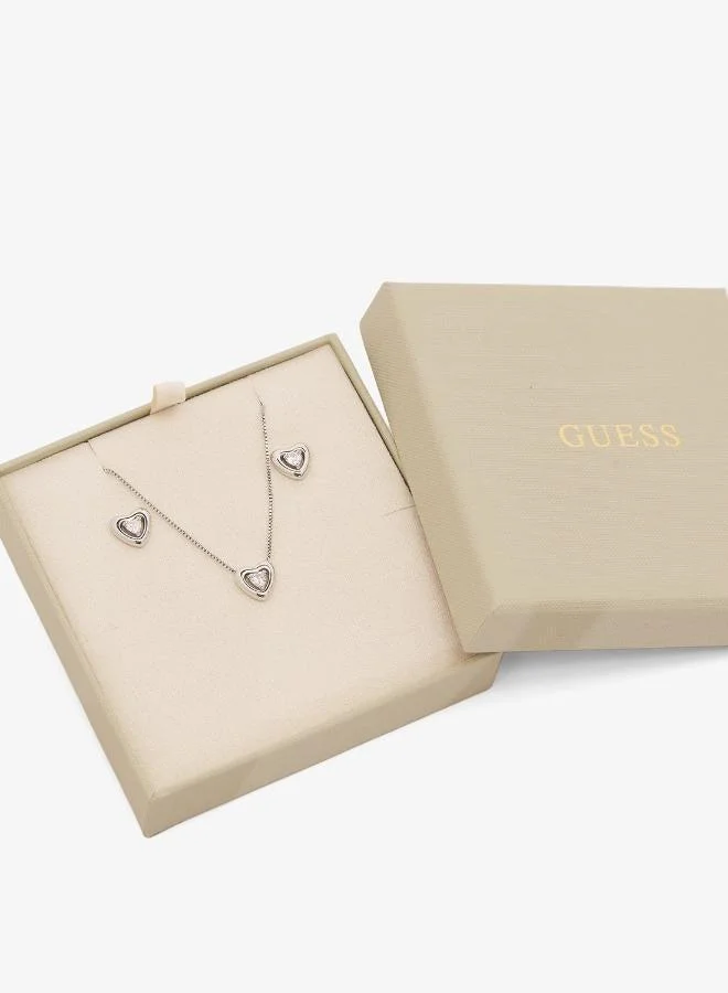 GUESS  Crystal Heart Necklace And  Studs for Women | Best Price UAE