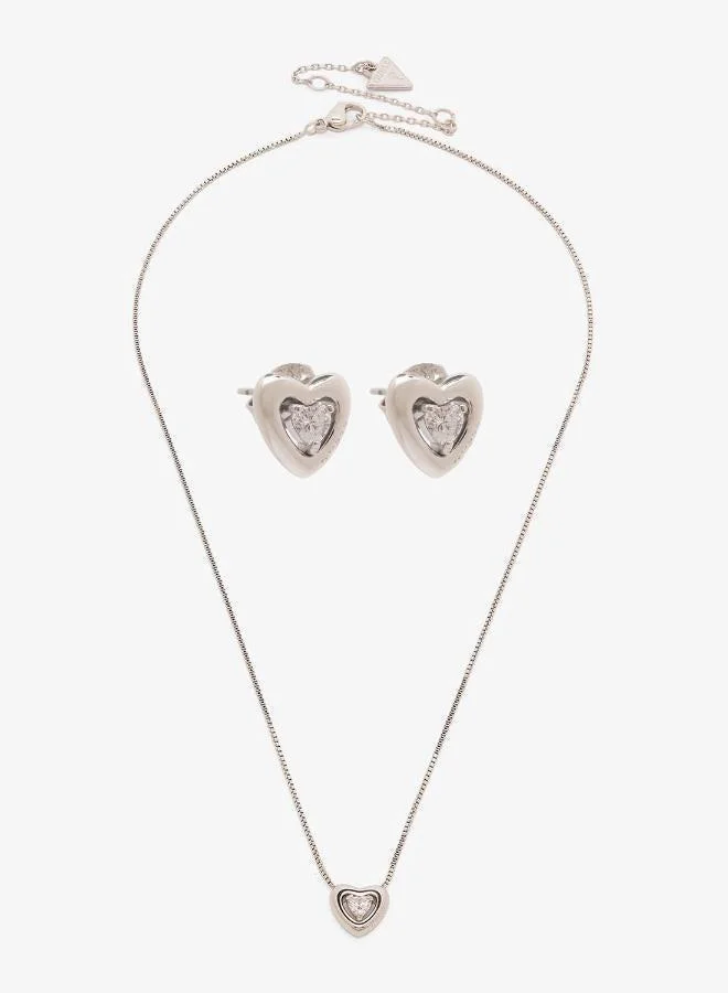 Crystal Heart Necklace And  Studs