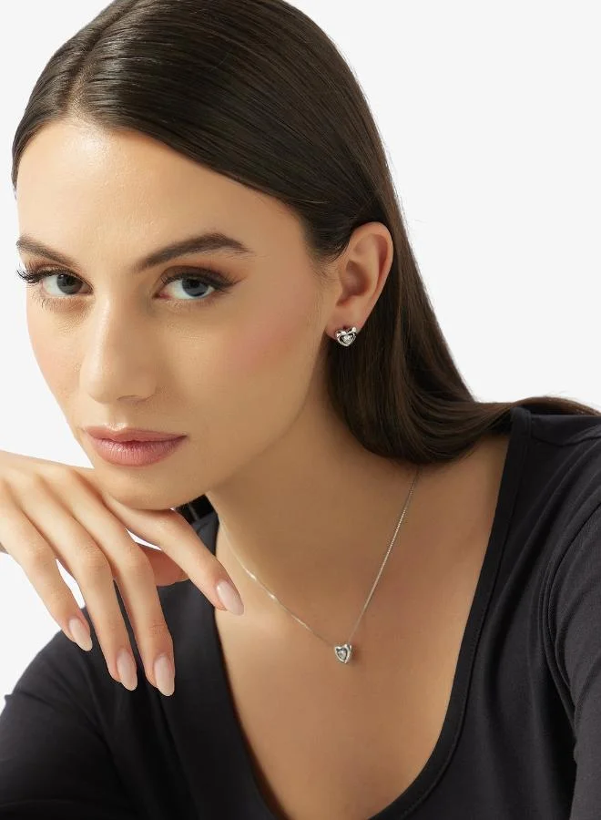GUESS  Crystal Heart Necklace And  Studs for Women | Best Price UAE