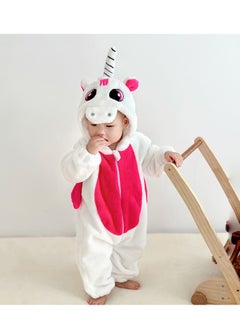 Flannel Animal Onesie Newborn One Piece Pajamas-Red And White Unicorn