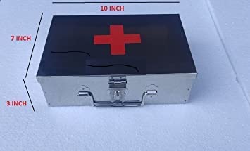 GvanyS SS Rectangular Empty Medicines Storage First Aid Box For all use Like Hospital Home Office Hotel Ext Set of 2 pic Silver color Box 9 10 inch - Image 4
