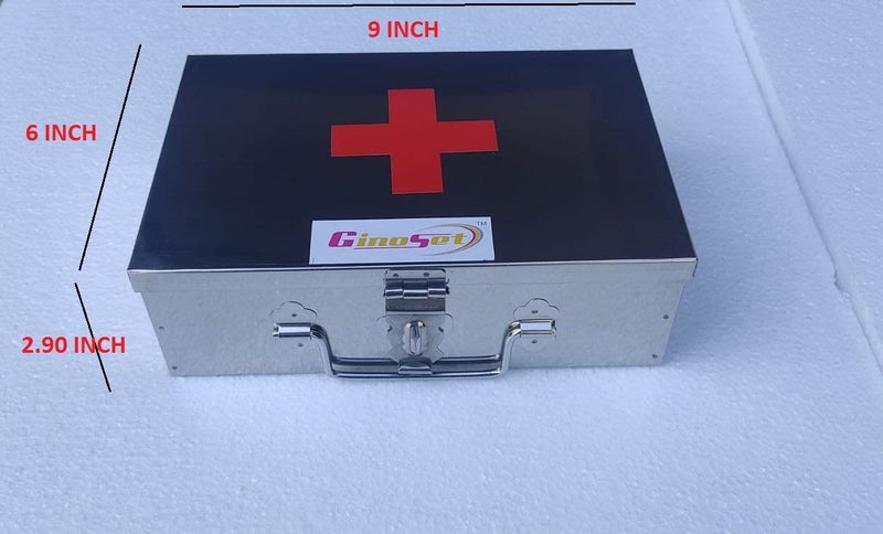 GvanyS SS Rectangular Empty Medicines Storage First Aid Box For all use Like Hospital Home Office Hotel Ext Set of 2 pic Silver color Box 9 10 inch - Image 5