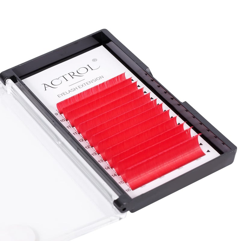 Colored Eyelash Extensions Easy Fan 916mm Mixed Red C Curl Easy Fanning 01mm Self Premade Volume Lash Supplies