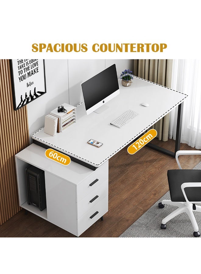 Computer Desk, PC Table, 120 * 60cm Wooden Desk with Stretchable Side Drawer Cabinet for Working Study Writing and Reading, Large Office Desk for Home Office Living Room and Bedroom, YN064 (Black) - Image 5