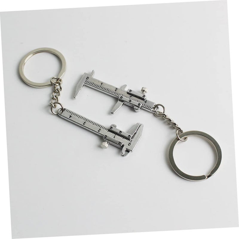 Beaupretty 2 قطعة من سلسلة مفاتيح الفرجار الورني الصغير لأدوات القياس الدقيقة للمهندسين وصائغي المجوهرات باللون الفضي - Image 4