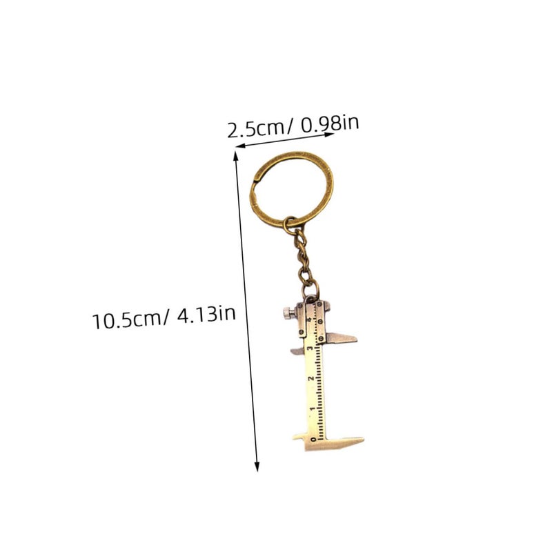 Beaupretty 2 قطعة من سلسلة مفاتيح الفرجار الورني الصغير لأدوات القياس الدقيقة للمهندسين وصائغي المجوهرات باللون الفضي - Image 3