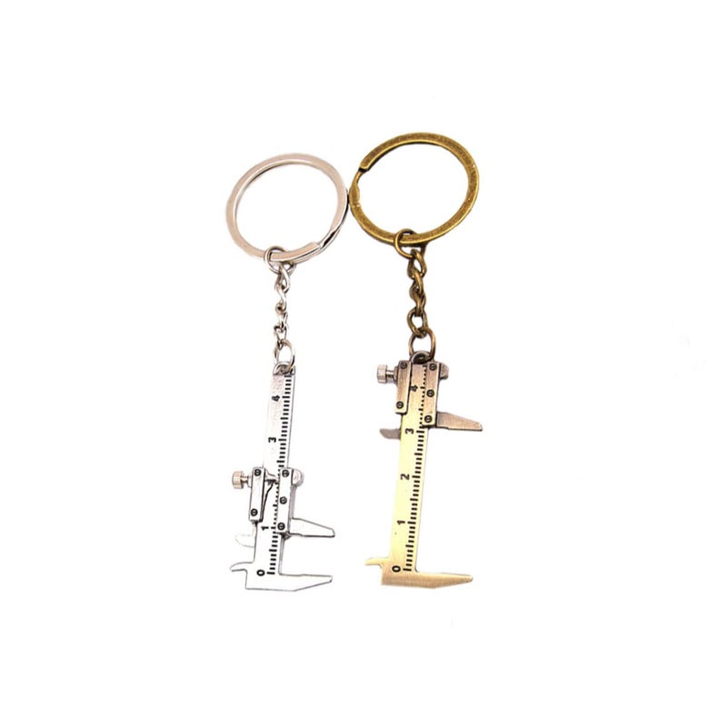 Beaupretty 2 قطعة من سلسلة مفاتيح الفرجار الورني الصغير لأدوات القياس الدقيقة للمهندسين وصائغي المجوهرات باللون الفضي - Image 1