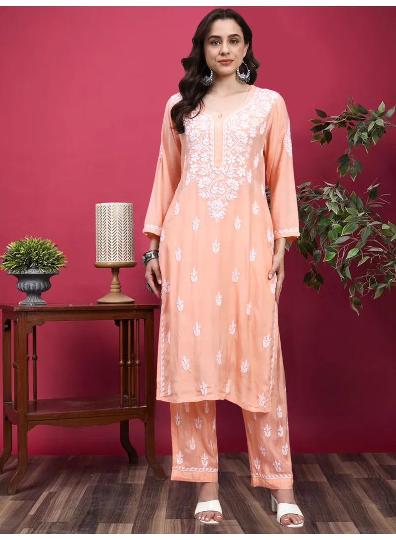 Alaya Women Hand Embroidered Chikankari Muslin Kurta Set-AL4114KS