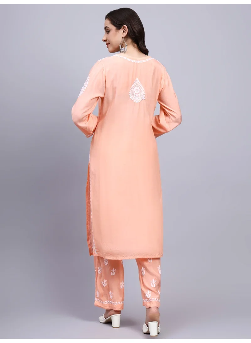 Alaya Women Hand Embroidered Chikankari Muslin Kurta Set-AL4114KS