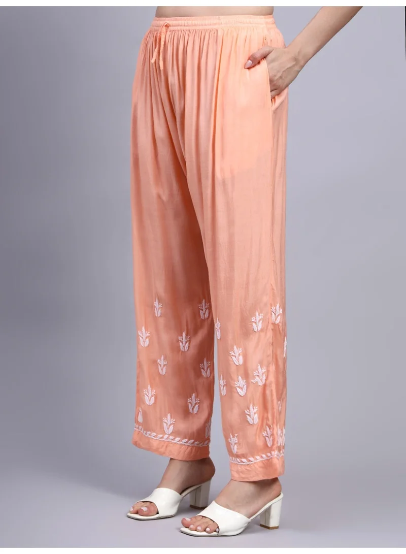 Alaya Peach Women Hand Embroidered Chikankari Muslin Kurta Set-AL4114KS for Women | Best Price UAE