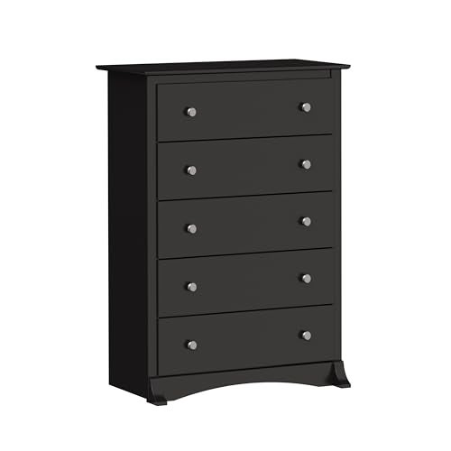 Prepac Sonoma Superior 5Drawer Chest for Bedroom  Spacious and Stylish Chest of Drawers Measuring 1775D x 315W x 4475H In Black Finish