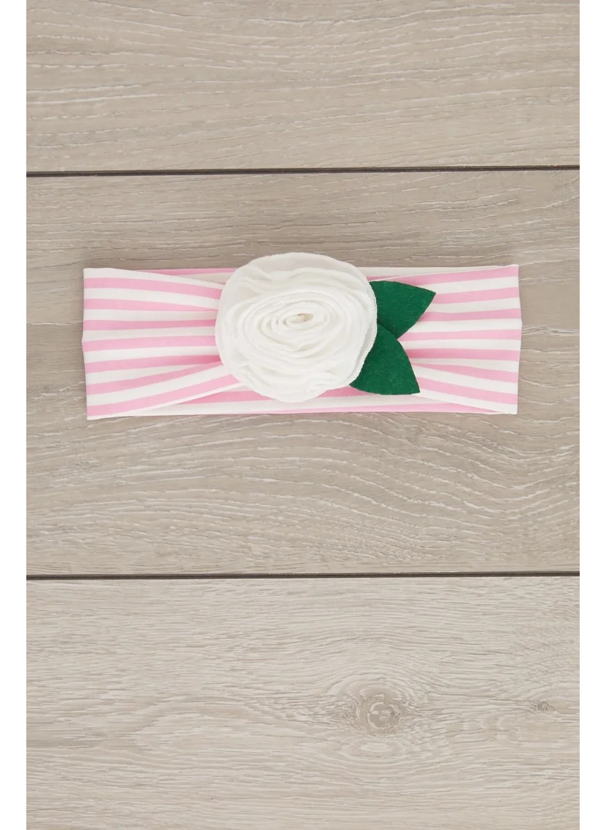 Babygiz Pink White Handmade Soft Natural Cotton Combed Cotton Baby Kids Girls Bandana Rose Series with Unique Accessories