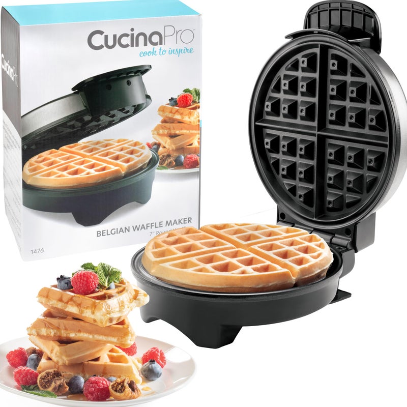 CucinaPro Belgian Waffle Maker- Non-Stick 7" Waffler Iron w Adjustable Browning Control, Electric Baker Makes Thick Fluffy Waffles- Kitchen Essential for Breakfast Morning or Brunch, Housewarming Supplies Gift - Image 1