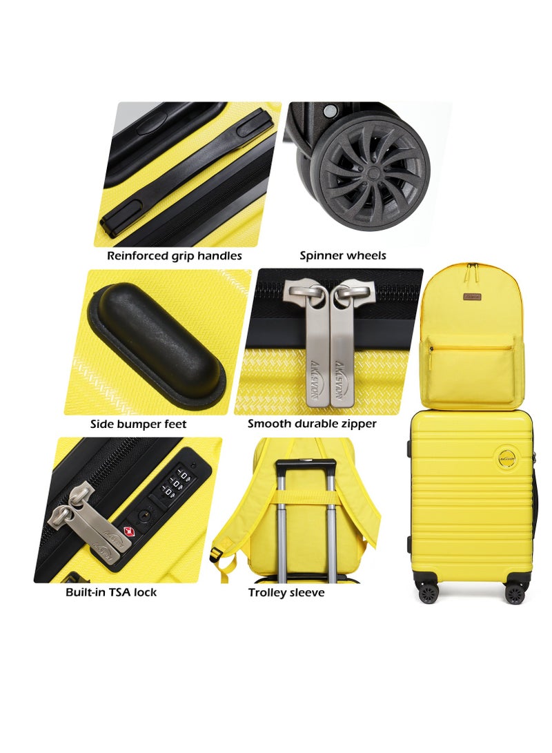 Aklsvion Luggage Set 3-Piece 20-Inch Spinner Suitcase, Backpack & Toiletry Bag - Durable Travel Set with Built-In TSA Lock, 360-Degree Spinner Wheels, and Smooth Zippers - Image 3